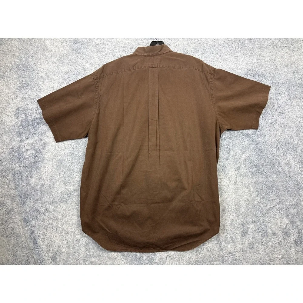 Ralph Lauren Mens XL Brown Blake Short Sleeve Button Down Cotton Shirt Logo